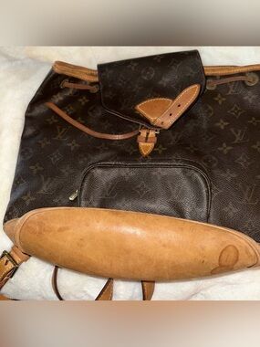 Louis Vuitton Montsouris GM Monogram Canvas Backpack with Tan Leather Trim